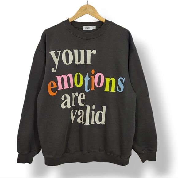 The Mayfair Group Your Emotions Are Valid Sweatshirt and Sweatpants Set in Gray - Picture 2 of 16